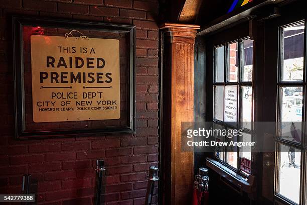 View inside the front entrance at the Stonewall Inn on June 24, 2016 in New York City. President Barack Obama designated the Stonewall Inn and...