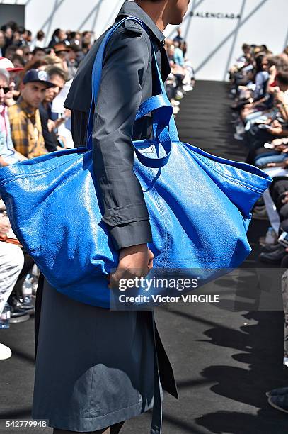 Model walks the runway during the Balenciaga Menswear Spring/Summer 2017 show as part of Paris Fashion Week on June 22, 2016 in Paris, France.