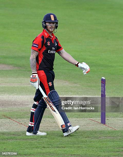 Ben Stokes of Durham during The NatWest T20 Blast game between Durham Jets and Yorkshire Vikings at Emirates Durham ICG on June 24, 2016 in...