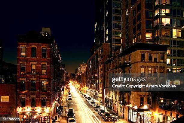 manhattan's west side at night - meatpacking district stock pictures, royalty-free photos & images