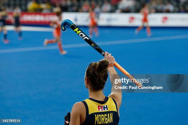 Georgina Morgan of Australia during the FIH Women's Hero Hockey Champions Trophy match between Argentina and New Zealand at Queen Elizabeth Olympic...