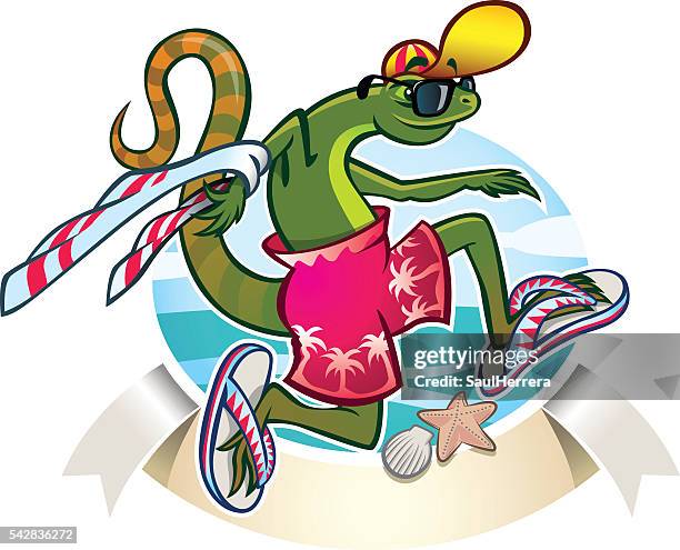 lizard in the beach - salt flat stock illustrations