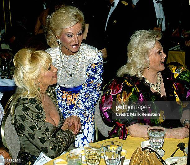 From left, American actresses Suzanne Sommers and Dianne Kay, with Hungarian-born American socialite and actress Eva Gabor attend the American Cancer...