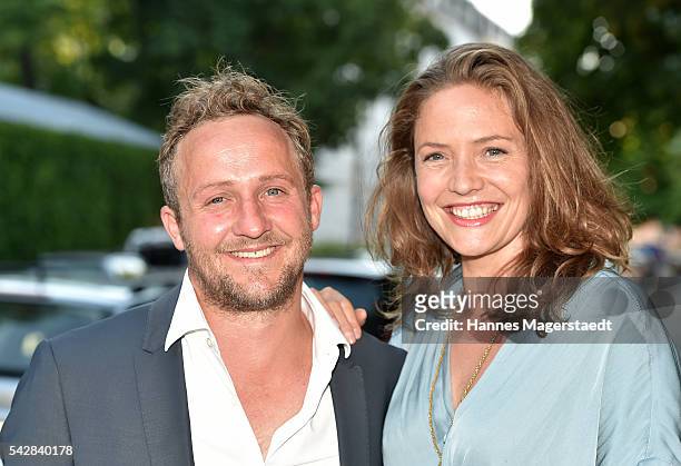 Maximilian Brueckner and Patricia Aulitzky the ARD Degeto Get Together during the Munich Film Festival 2016 at Kaisergarten on June 24, 2016 in...