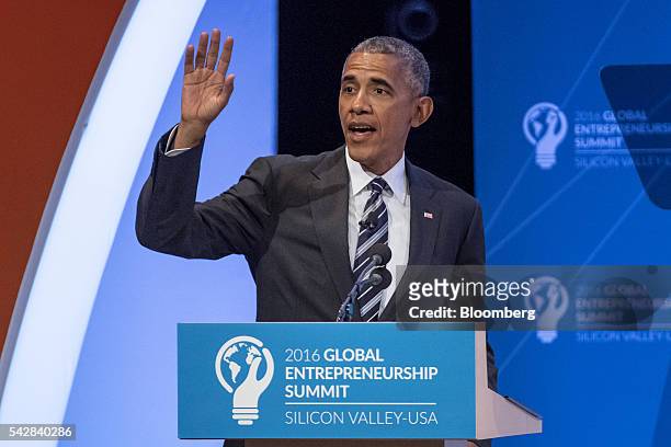 President Barack Obama speaks during the 2016 Global Entrepreneurship Summit at Stanford University in Stanford, California, U.S., on Friday, June...