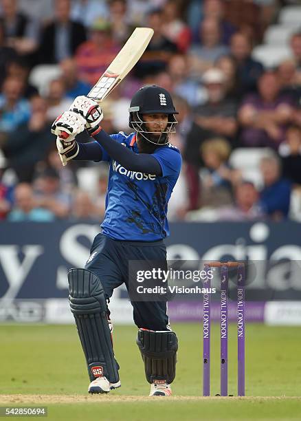 England's Moeen Ali batting during the 1st Royal London ODI between England and Sri Lanka at Trent Bridge on June 21, 2016 in Nottingham, United...