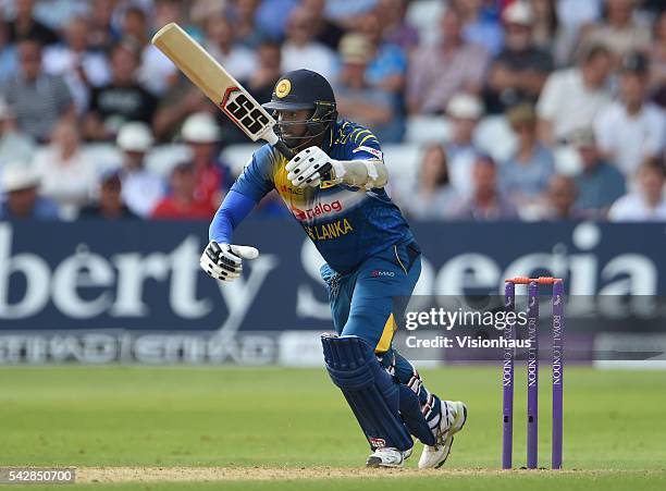 Sri Lanka Captain Angelo Mathews batting during the 1st Royal London ODI between England and Sri Lanka at Trent Bridge on June 21, 2016 in...