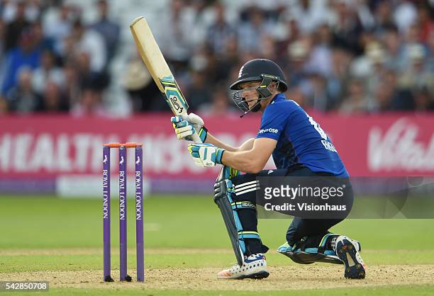 Jos Buttler of England batting during the 1st Royal London ODI between England and Sri Lanka at Trent Bridge on June 21, 2016 in Nottingham, United...