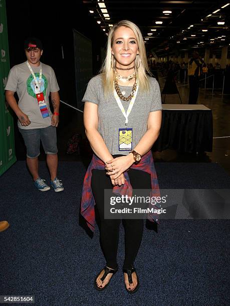 Youtuber Jenna Marbles attends VidCon at the Anaheim Convention Center on June 24, 2016 in Anaheim, California.