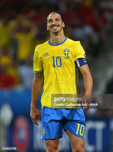 Smiling Zlatan Ibrahimovich of Sweden during the UEFA EURO 2016 Group E match between Sweden and Belgium at Allianz Riviera Stadium on June 22, 2016...