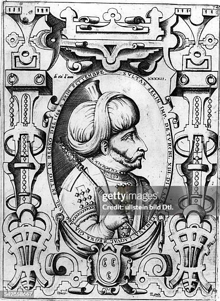 Ottoman Empire - Selim II Copper engravings Selim II 1524-1574 Sultan / Kaliph Turkey 1566-1574 Portrait - contemp. Copper engraving - 16th century