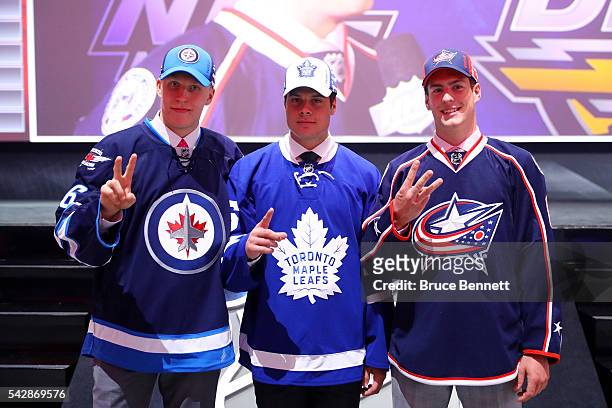 Winnepegs Jets second overall pick Patrik Laine, Toronto Maple Leafs first overall pick Auston Matthews and Columbus Blue Jackets third overall pick...