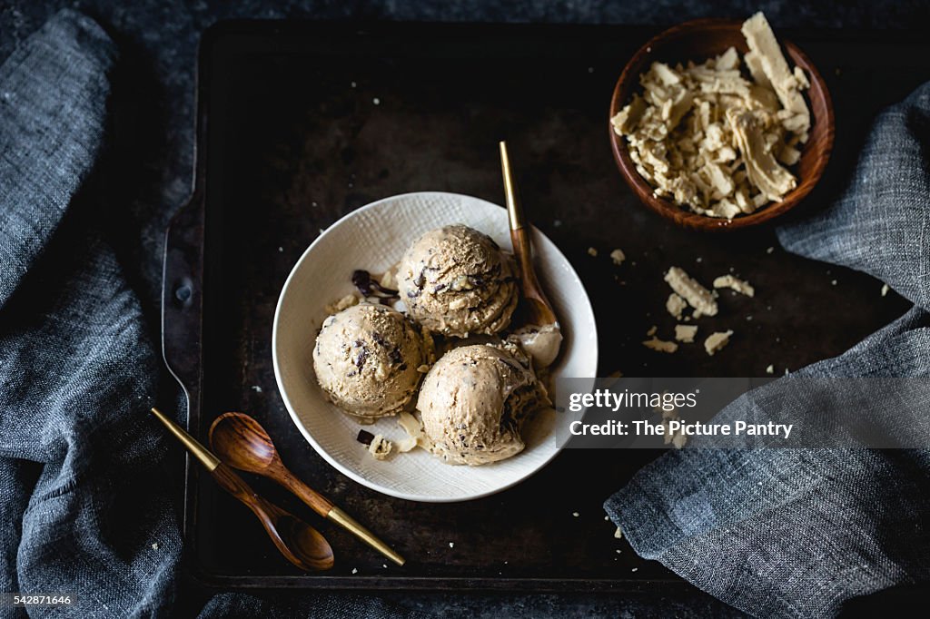 Coffee halva chocolate chip ice cream