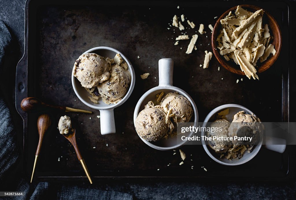 Coffee halva chocolate chip ice cream