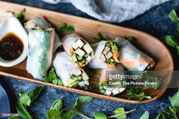 tofu spring rolls - goi cuon stock pictures, royalty-free photos & images