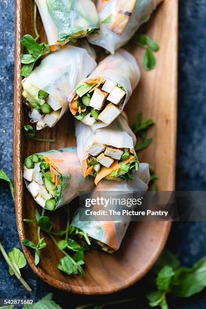 tofu spring rolls - goi cuon stock pictures, royalty-free photos & images