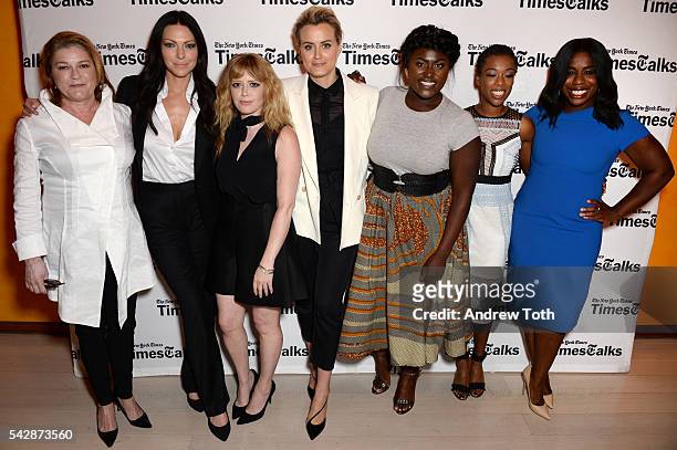 Kate Mulgrew, Laura Prepon, Natasha Lyonne, Taylor Schilling, Danielle Brooks, Samira Wiley and Uzo Aduba attend TimesTalks Presents: "Orange Is the...