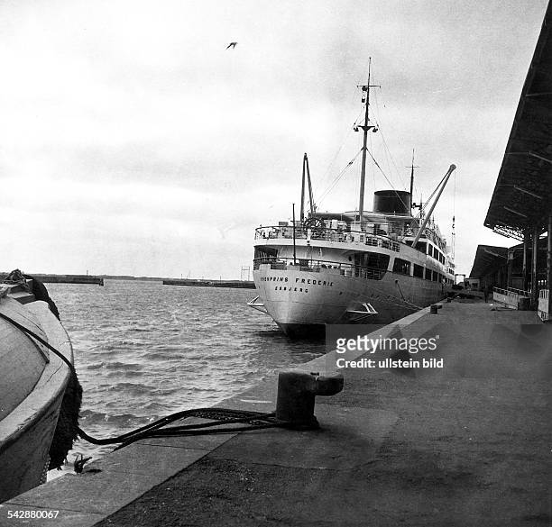 Fährschiff `Kronprins Frederik`am Kai in Esbjerg- 1969