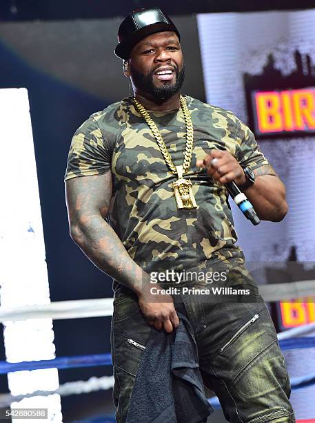 Cent performs at Birthday Bash ATL The Heavyweights of HIP HOP Live in Concert at Philips Arena on June 18, 2016 in Atlanta, Georgia.