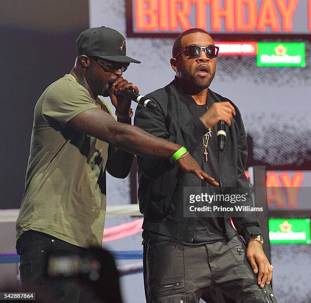 Young Buck and Lloyd Banks perform at Birthday Bash ATL The Heavyweights of HIP HOP Live in Concert at Philips Arena on June 18, 2016 in Atlanta,...