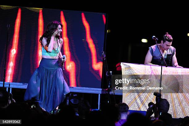 Karmin performs at New York City Pride 2016 - The Ral at Pier 26 on June 24, 2016 in New York City.