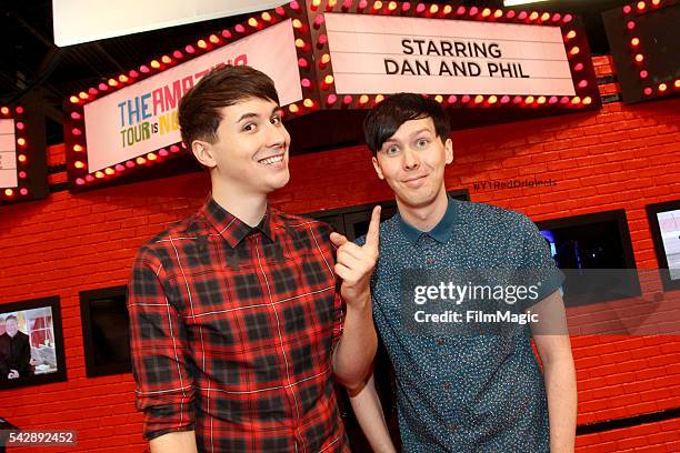 YouTubers Dan and Phil attend the YouTube Red Originals Experience during VidCon at the Anaheim Convention Center on June 24, 2016 in Anaheim,...