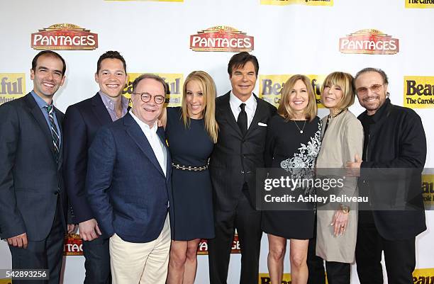 Marc Bruni, Mike Bosner, Paul Blake, Dr. Jenn Mann, Eric Schiffer, Sherry Kondor, Cynthia Weil, Barry Mann attend the Premiere Of "Beautiful - The...