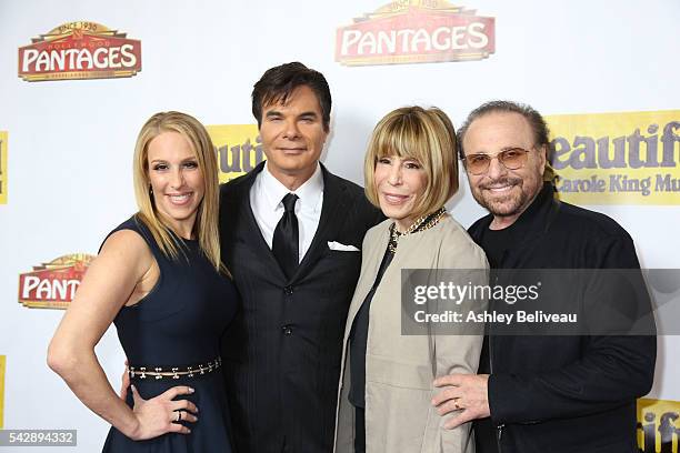 Dr. Jenn Mann, Eric Schiffer, Cynthia Weil, Barry Mann attend the Premiere Of "Beautiful - The Carole King Musical" at the Pantages Theatre on June...