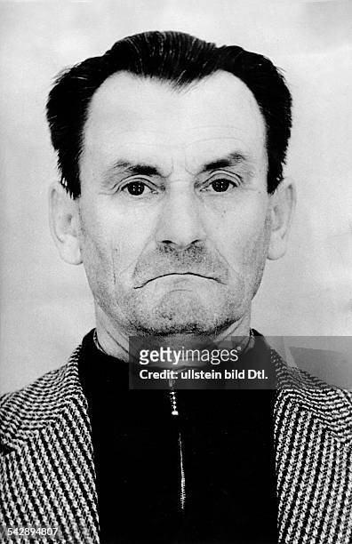 Gottlieb Muzikant, former SS - paramedic, after his arrest. At his first examination Muzikant confessed the murder of 50 prisoners in the...