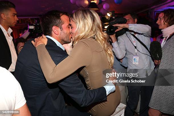 Rafael van der Vaart and his girlfriend Estavana Polman during the Raffaello Summer Day 2016 to celebrate the 26th anniversary of Raffaello on June...