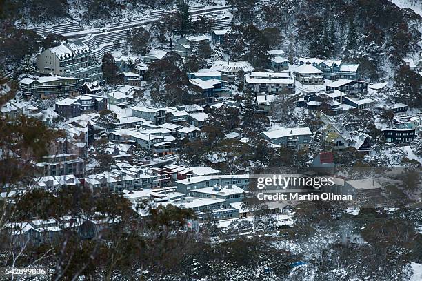 Thredbo village covered in 70cm of snow this week, ready for the first weekend of the season on June 25, 2016 in Thredbo Village, Australia. Snow has...