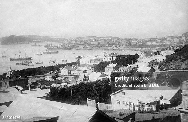 Russia, Vladivostok, view of the town and harbour, 1904photo by Jean Duval