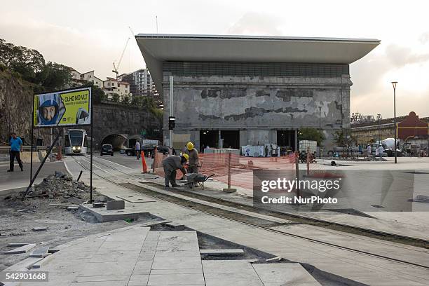 People works in Rio de Janeiro, Brazil, on June 24, 2016 ahead Rio 2016 Olympic Games. Missing 41 days for the Rio 2016 Olympic Games and there are...