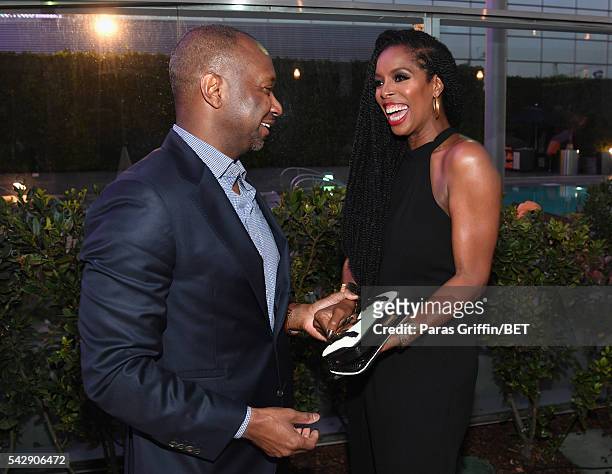 Founder/CEO Jeff Friday and actress Tasha Smith attend the ABFF Winners Reception and VIP Celebration in honor of the winning filmmakers and artists...