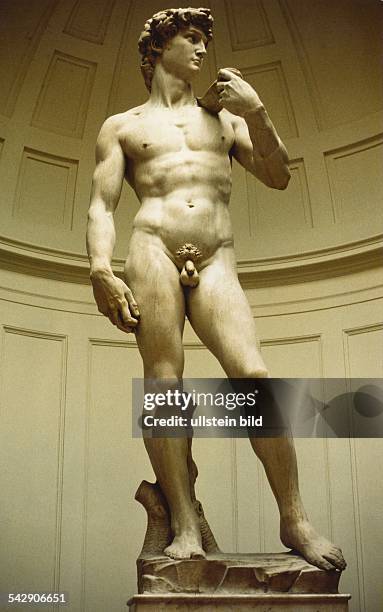 Michelangelo 1475-1564 / Bildhauer, Maler, Baumeister, Dichter: WerkeStatue 'David' für die Piazza della Signoria in Florenz. Heutiger Standort:...