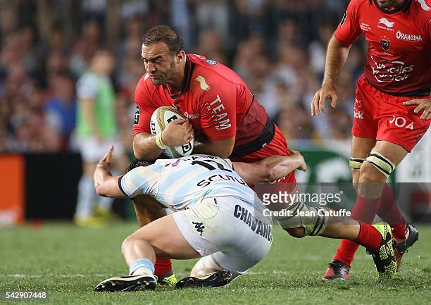 Mamuka Gorgodze of RC Toulon in action during the Final Top 14 between Toulon and Racing 92 at Camp Nou on June 24, 2016 in Barcelona, Spain.