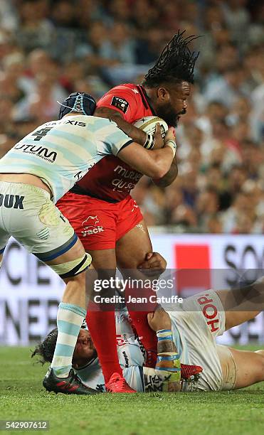 Mathieu Bastareaud of RC Toulon in action during the Final Top 14 between Toulon and Racing 92 at Camp Nou on June 24, 2016 in Barcelona, Spain.