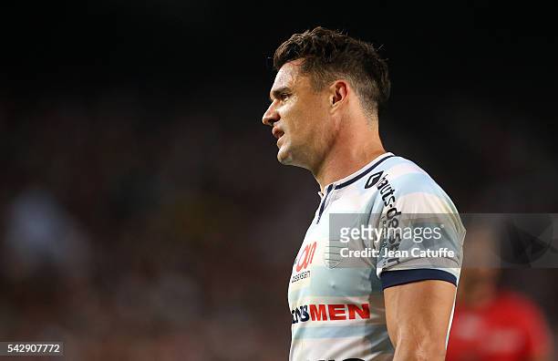 Dan Carter of Racing 92 looks on during the Final Top 14 between Toulon and Racing 92 at Camp Nou on June 24, 2016 in Barcelona, Spain.