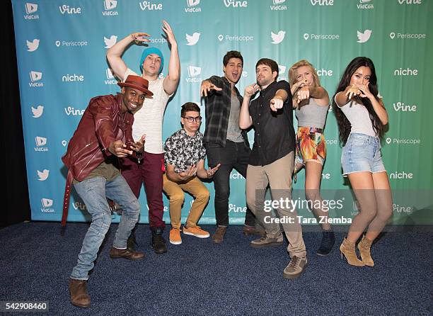 YouTube personalities SMOSH Keith Leak Jr., Shayne Topp, Noah Grossman, Anthony Padilla, Ian Hecox, Courtney Miller, Olivia Sui attend the 7th Annual...