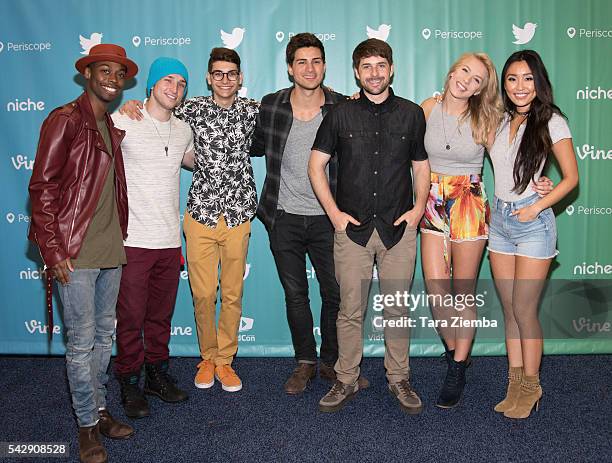 YouTube personalities SMOSH Keith Leak Jr., Shayne Topp, Noah Grossman, Anthony Padilla, Ian Hecox, Courtney Miller, Olivia Sui attend the 7th Annual...