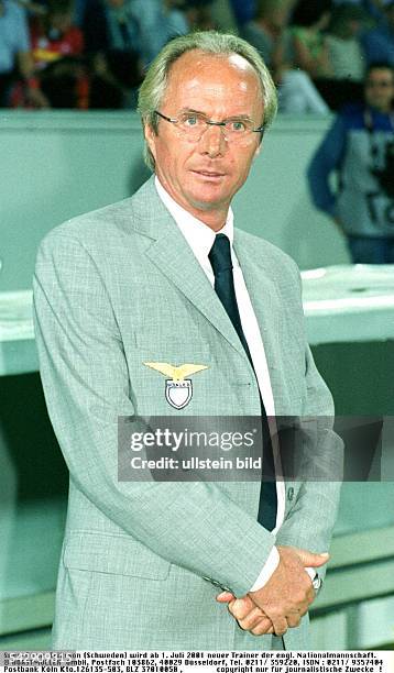 Sven-Göran Eriksson, schwedischer Trainer des italienischen Fußballklubs Lazio Rom und ab dem 1.7. 2001 designierter Nationaltrainer des englischen...