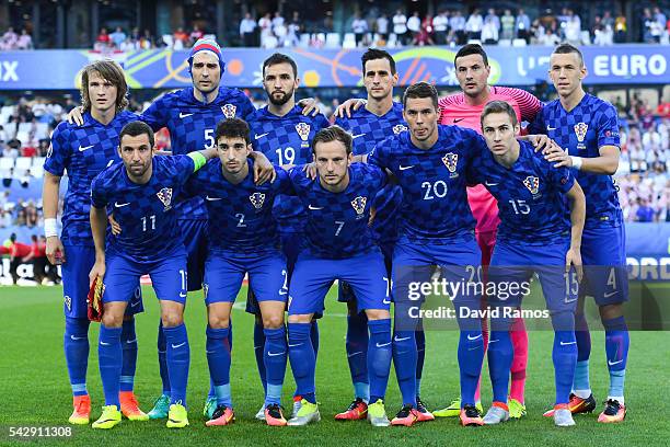 Croatia players pose for a team picture before the kick off of the UEFA EURO 2016 Group D match between Croatia and Spain at Stade Matmut Atlantique...