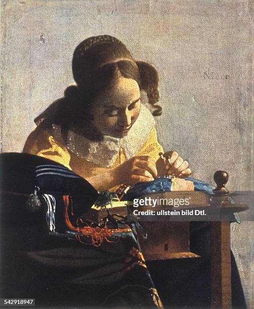Paintings Jan Vermeer *1632-1675+ Painter, Netherlands painting 'The Lace Maker' - 1669/70