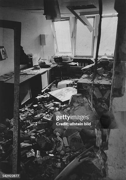 Bombenanschlag auf das Verlagshaus Axel Springer in Hamburg: Zerstörte Büroräume