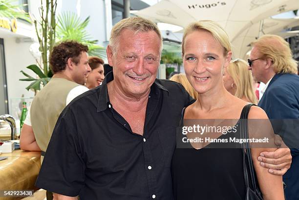 Konstantin Wecker and his wife Annik Wecker during the 'Sommerfest der Agenturen' at Hugo's on June 25, 2016 in Munich, Germany.