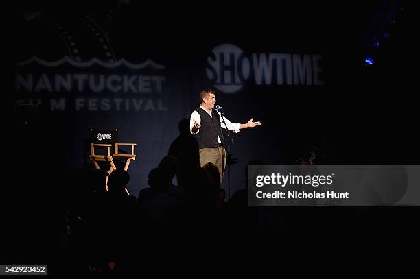 Filmmaker Eugene Jarecki speaks onstage during Late Night Storytelling at the 2016 Nantucket Film Festival Day 3 on June 24, 2016 in Nantucket,...