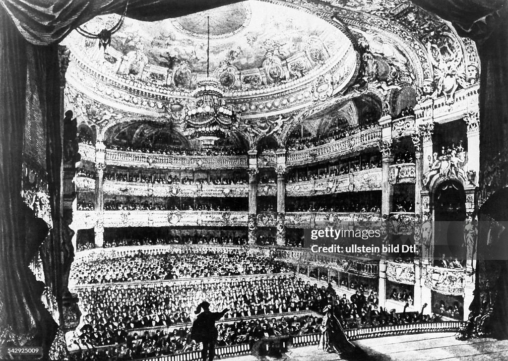 Opera Signs 1800 Paris Opera Wood engravings from the 19th century Interior view of ...