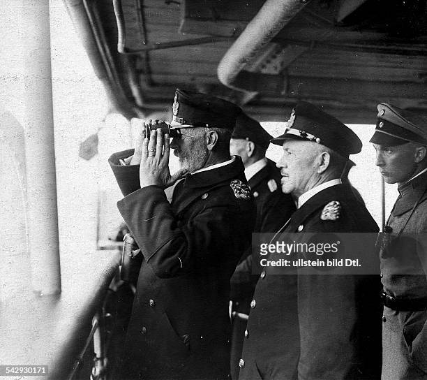 Prince Henry of Prussia and Admiral Reinhard Scheer aboard the ship 'Meteor'