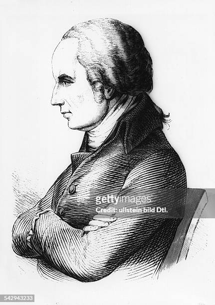 Franz Joseph Gall*09.03.1758-22.08.1828+Arzt, Anatom, Hirnforscher DBegruender der 'Schaedellehre' -zeitg. Holzstich
