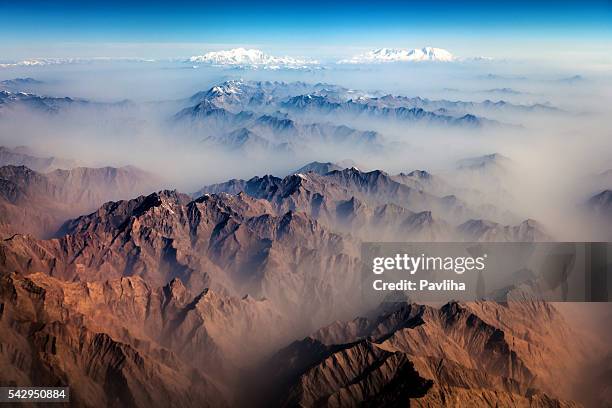 air view , pakistan mountains along the way to osaka - himalayas stock pictures, royalty-free photos & images